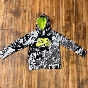 Nike YMedium (10/12) Drifit Graphic Hoodie - Black and Yellow